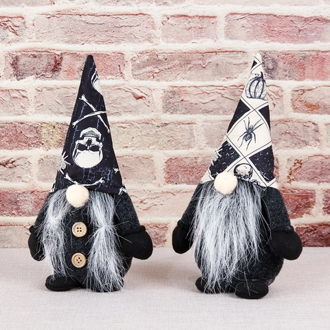 Halloween Gnome Plush Doll Gothic Skull Spider Pattern Faceless Old Man Decoration For Home Party Table Ornament Holiday Gift