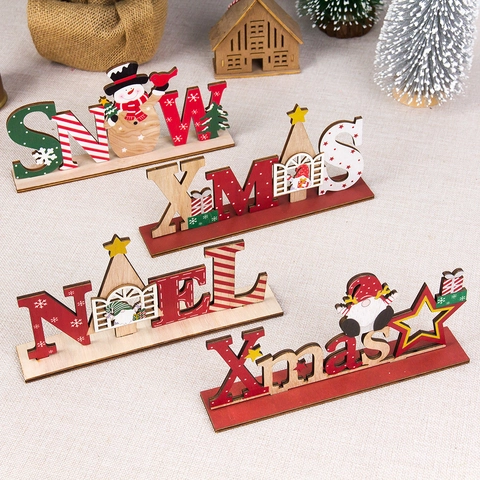 Decorazione Da Tavolo Natalizia In Legno Scritta Noel Snow Con Pupazzo Di Neve Gnomo Stella Per Natale Festa Casa Ufficio