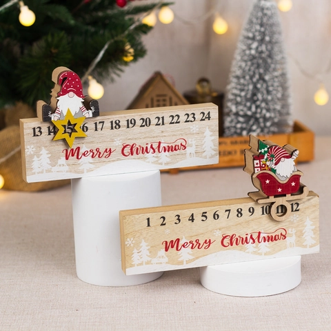 Calendario dell'Avvento Natalizio in Legno Conto alla Rovescia Ornamento Desktop Merry Christmas Renna per Casa