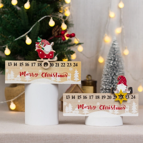 Calendario dell'Avvento Natalizio in Legno Conto alla Rovescia Ornamento Desktop Merry Christmas Renna per Casa