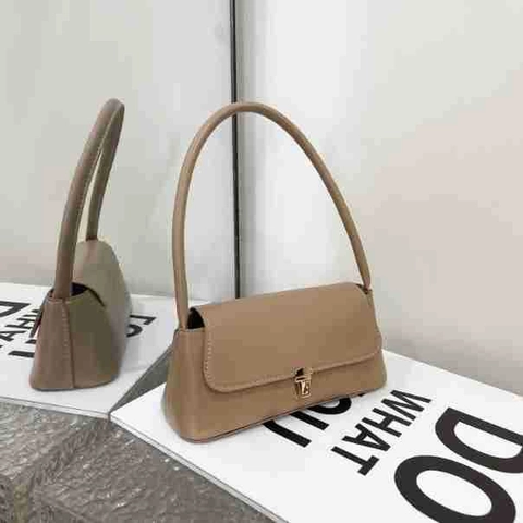 Vintage PU Leder Baguette Tasche Für Damen Minimalistische Einfarbige Schulter Unterarm Tasche Mit Metallschnalle Alltag Handtasche