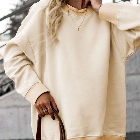 Damen Casual Rundhalsausschnitt Übergroßes Langarm Sweatshirt Und Lange Hose Set Einfarbig Outfits Für Frühling Herbst