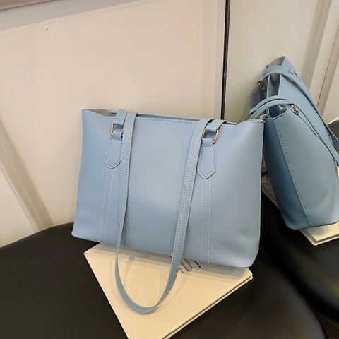 Vintage Minimalistische PU Leren Tote Bag Voor Dames Grote Capaciteit Twin Strap Schoudertas Voor Dagelijks Woon werkverkeer