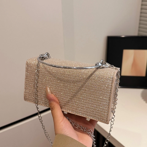 Strass Abendtasche Metall Ringgriff Glitzer Clutch Für Damen Hochzeit Party Elegante Umhängetasche Mit Kette