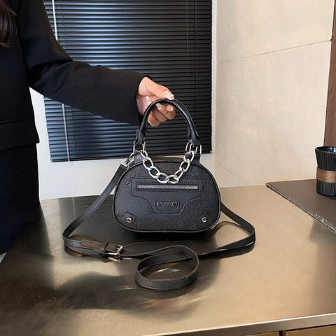 Sac Bandoulière en PU à Motif Crocodile pour Femmes Sac à Main à Rivets et Chaîne Style Moto pour Usage Quotidien