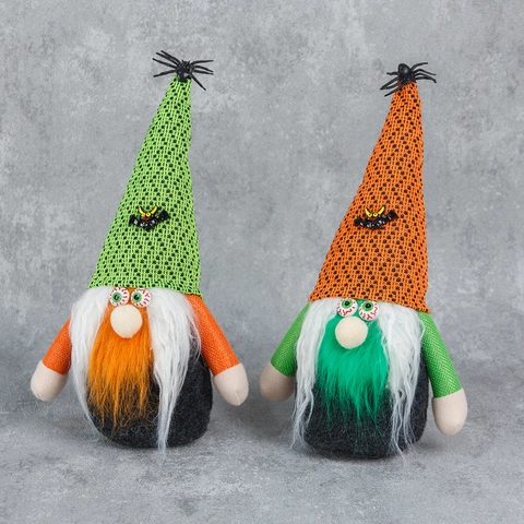 Halloween Gnome Plush Decoration With Spider Bat Elements Bloodshot Eyes Faceless Dwarf Doll For Home Party Table Ornament