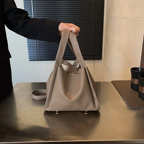 Sac Seau Texture Litchi Pour Femmes Minimaliste Navetteur Sac Épaule Avec Pochette Élégant Cuir PU Souple Crossbody
