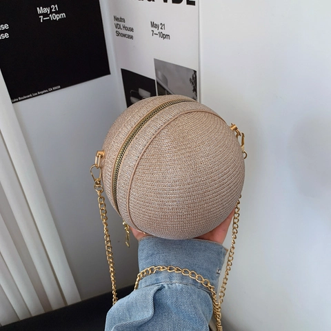 Women Fashion Spherical Chain Shoulder Bag Glitter Sequin Spherical Crossbody Bag For Party Wedding Evening Handbag Purse