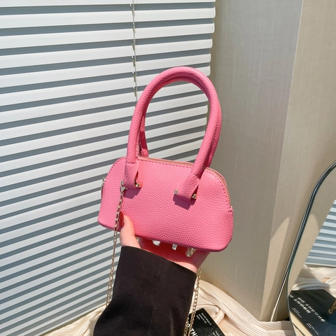 Dames Mini Schelp Tas Gekorreld PU Leer Handtas Crossbody Tas Met Gouden Ketting Strap Elegante Kleine Schoudertas