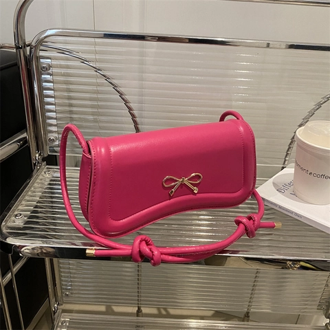 Bolso Cuadrado con Lazo de Cuero PU para Mujer Bolso de Hombro Minimalista Color Sólido Bolso Bandolera Bolso de Mano Casual