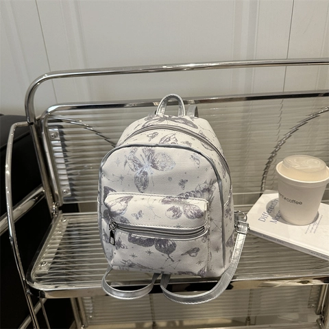 Damen Mini Rucksack PU Leder Schmetterling Druck Klein Mode Reisetasche Lässig Daypack Für Damen Und Mädchen Geschenk