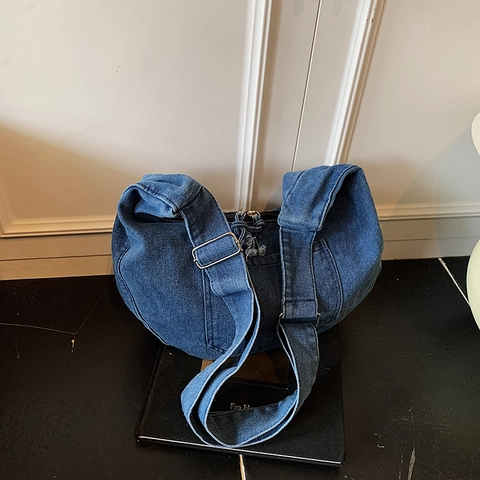 Damen Denim Schultertasche Mit Großer Kapazität Retro Gewaschene Denim Hobo Bag Vintage Umhängetasche Mit Verstellbarem Gurt Lässige Tote Bag