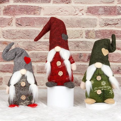 Christmas Gnome Decorations Rudolph Faceless Plush Doll Nordic Standing Ornament With Heart Pattern For Home Holiday Festive Display