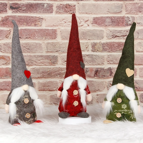 Christmas Gnome Decorations Rudolph Faceless Plush Doll Nordic Standing Ornament With Heart Pattern For Home Holiday Festive Display