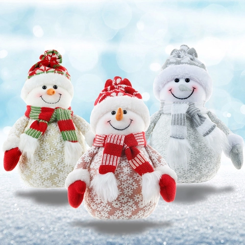 Embroidered Christmas Snowman Foam Ornament For Holiday Home Decor Winter Festive Desktop Window Display Xmas Gift