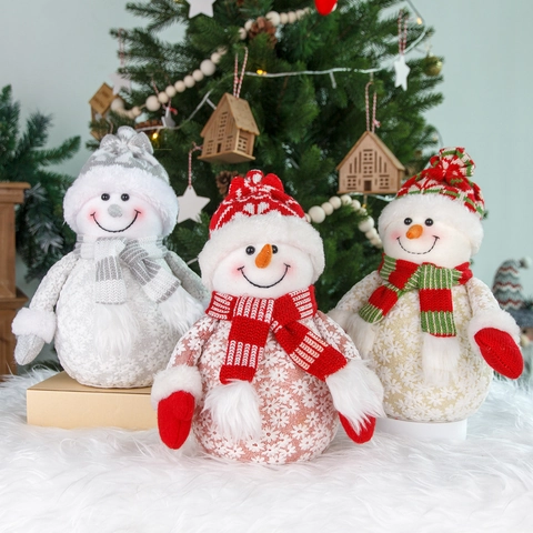 Embroidered Christmas Snowman Foam Ornament For Holiday Home Decor Winter Festive Desktop Window Display Xmas Gift