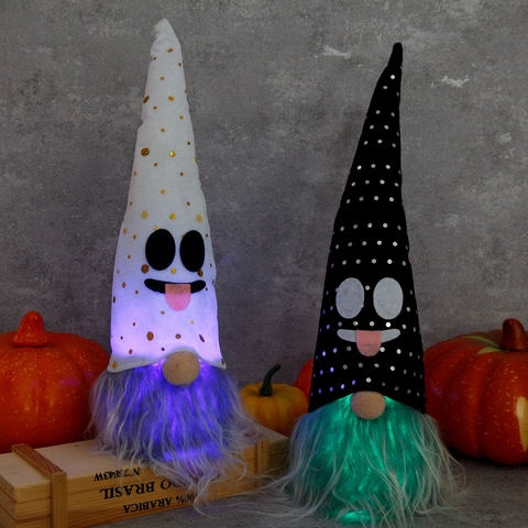 Halloween Glowing Gnome Plush Rudolph Doll With LED Light Faceless Ghost Bat Ornament For Halloween Party Home Decor Gift