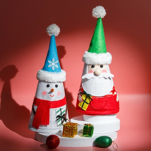 Christmas Felt Gift Bag Santa Claus Snowman Candy Bag Christmas Eve Apple Packaging Bag Xmas Party Desktop Ornaments