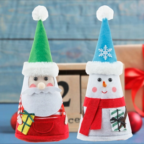 Christmas Felt Gift Bag Santa Claus Snowman Candy Bag Christmas Eve Apple Packaging Bag Xmas Party Desktop Ornaments