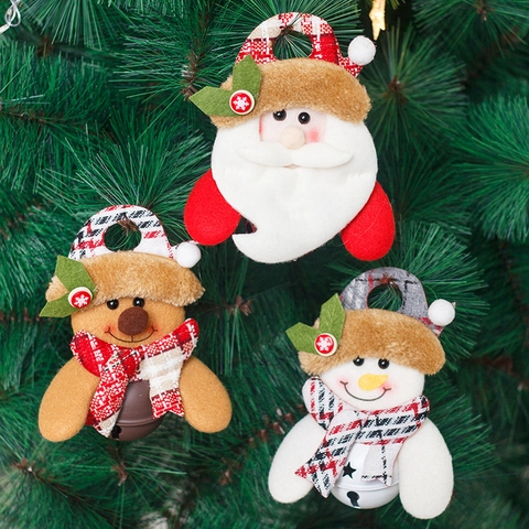 Campane di Natale Ornamenti Sospesi Babbo Natale Pupazzo di Neve Renna Bambola di Peluche Grande Campana di Metallo Decorazioni per Albero di Natale Festa