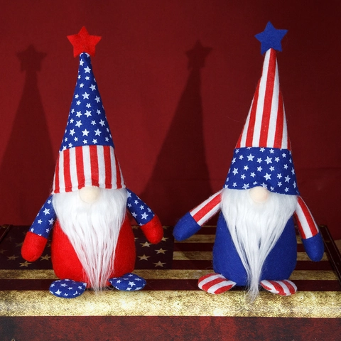 Patriotische Unabhängigkeitstag Gnom Plüsch Dekorationen Handgemachte Amerikanische Flagge Gesichtslose Puppen Party Ornamente
