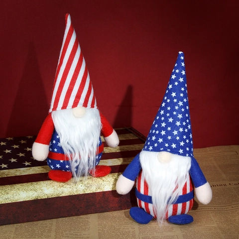 Unabhängigkeitstag Zwerg Patriotische Gesichtslose Puppe Amerikanische Flagge Sterne Streifen Tischdekoration Für 4. Juli