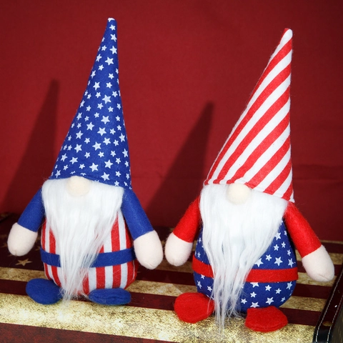 Unabhängigkeitstag Zwerg Patriotische Gesichtslose Puppe Amerikanische Flagge Sterne Streifen Tischdekoration Für 4. Juli