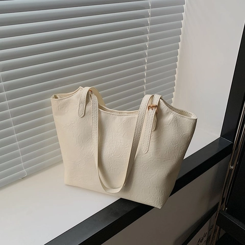 Bolso Tote de Cuero PU Suave Arrugado Vintage para Mujer Gran Capacidad Minimalista Bolso de Hombro para Viaje Diario