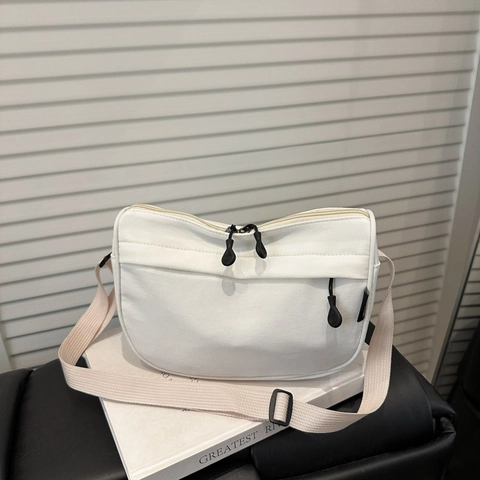 Wasserdichte PU Leder Schultertasche Damen Herren Lässig Einfarbig Breiter Verstellbarer Gurt Umhängetasche Multi Reißverschluss Tasche