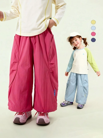 Kids Cargo Pants Nylon Quick Dry Wide Leg Trousers Elastic Waist Casual Outdoor Boys Girls Spring Fashion Bottoms