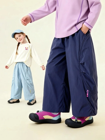 Kids Cargo Pants Nylon Quick Dry Wide Leg Trousers Elastic Waist Casual Outdoor Boys Girls Spring Fashion Bottoms