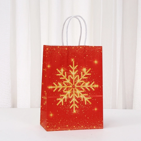 Sacchetto Regalo in Carta di Natale Festivo Borsa in Carta Kraft Rossa Merry Christmas Stampato per Decorazione Festa