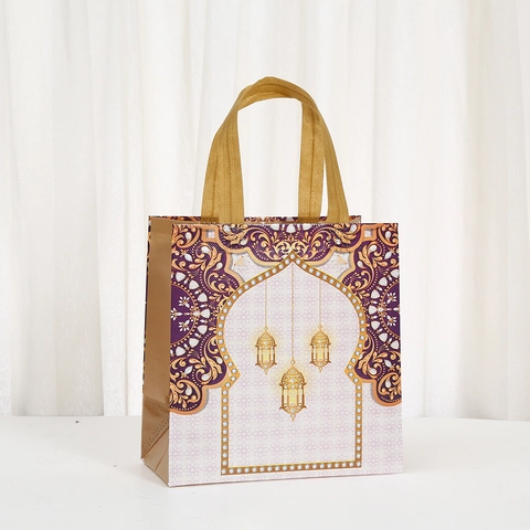 Sacchetti Regalo Eid Ramadan Mubarak In Tessuto Non Tessuto Motivo Moschea Lanterna Islamica Borse Con Manici Dorati