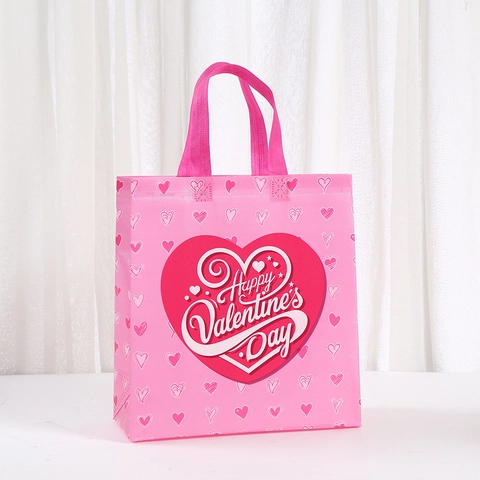 Sacchetto Regalo di San Valentino in Tessuto Non Tessuto Con Stampa Cuore Rosa Gnomo Borsa Romantica Per Anniversario Festa