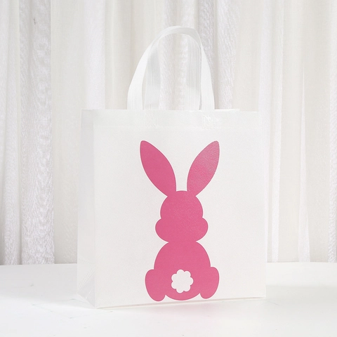 Easter Rabbit Print Non-woven Gift Bags Waterproof Portable Tote Bags For Party Favors Shopping Storage Cartoon Gift Bag