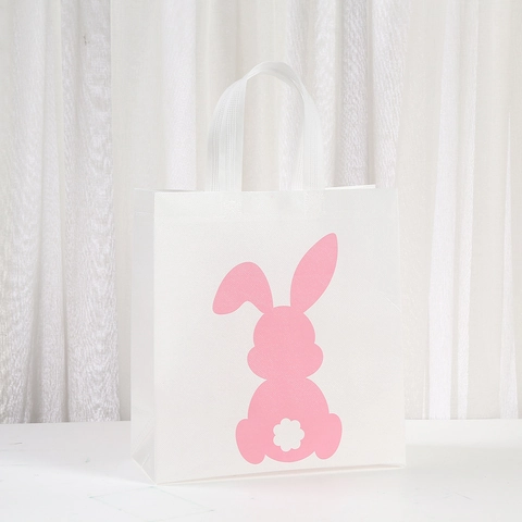 Non-woven Fabric Easter Rabbit Silhouette Gift Bag Waterproof Printed Party Candy Storage Handbag With Handle For Festive Celebration