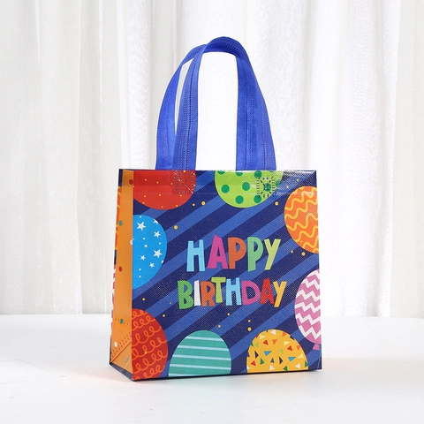 Laminierte Vliesstoff Geburtstags Geschenktüte Tragbarer Griff Kuchen Kerzen Druck Party Mitbringsel Tasche Für Geburtstagsfeier Freunde