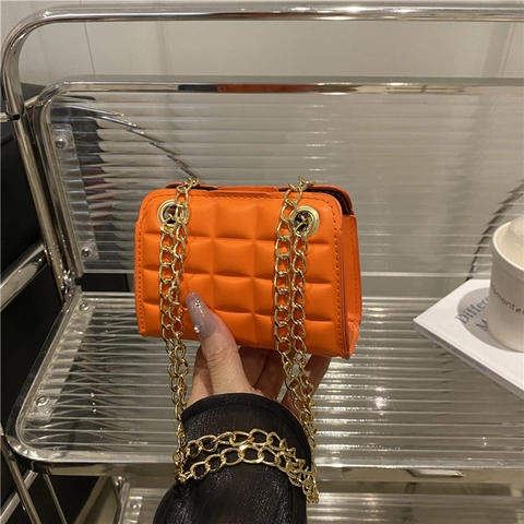 Women Quilted Chain Shoulder Bag Mini Crossbody Bag Faux Leather Checkered Pattern Fashion Square Daily Messenger Bag