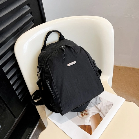Borsa da Donna Urban Minimalista in Tela a Trama Increspata Zaino Tracolla Leggera Grande Capacità per Pendolarismo Viaggio