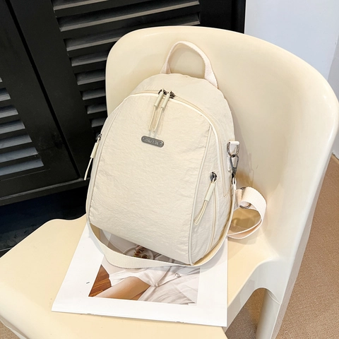 Women Fashion Casual Canvas Backpack Solid Color Street Trend Student School Bag Minimalist Stylish Commuter Travel Bag