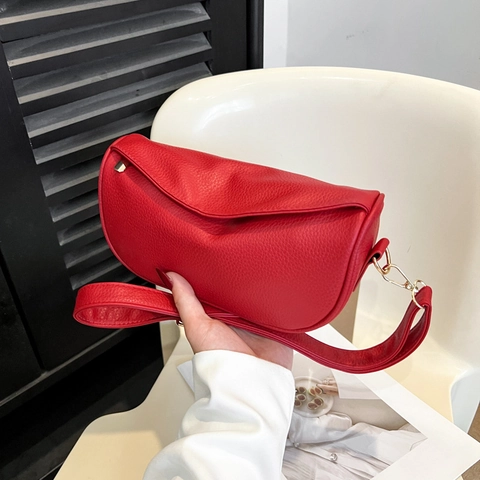 Bolso Bandolera Casual de Piel PU de Color Sólido para Mujer Bolso de Hombro Ligero Elegante Streetwear Bolso Tote Diario