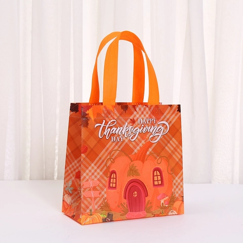 Erntedankfest Vliesstoff Tragetasche Happy Thanksgiving Kürbis Truthahn Herbst Ernte Geschenk Verpackung Tasche Wiederverwendbare Einkaufstasche