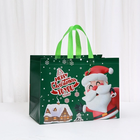 Weihnachten Vliesstoff Geschenktüten Wasserdicht Wiederverwendbar Urlaub Party Einkaufstaschen Cartoon Weihnachtsmann Schneemann Muster Tragetaschen