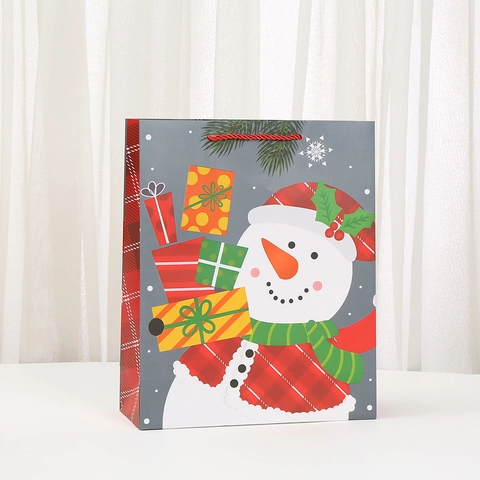 Weihnachten Cartoon Geschenktüten Weißer Karton Festliche Henkeltasche Für Feiertagsparty Weihnachtsmann Rentier Druck Verpackungstüten