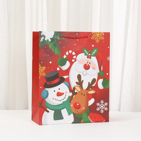 Kerst Kerstman Sneeuwpop Rendier Bedrukte Witte Kartonnen Cadeauzakje Cartoon Handtas Feest Gunst Vakantie Verpakking Zak