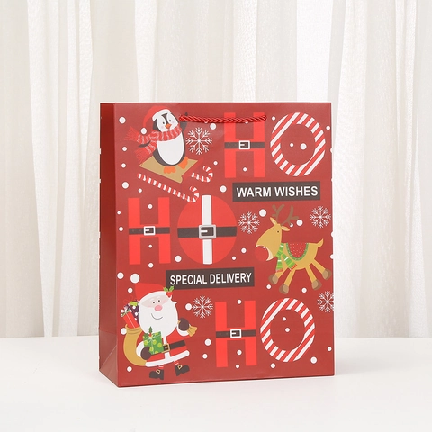 Squisite Borse Regalo in Cartoncino Bianco di Natale Con Motivi Assortiti di Babbo Natale e Renna Confezioni Portatili per Feste