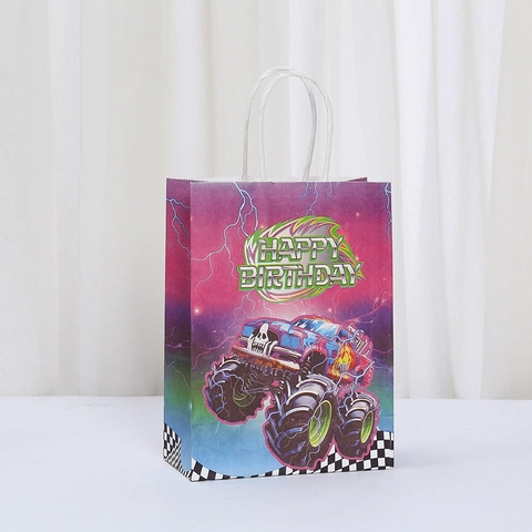 Monstertruck Geburtstag Geschenktüten Mit Griffen Kraftpapier Party Taschen Für Jungen Rennwagen Thema Feier Verpackung
