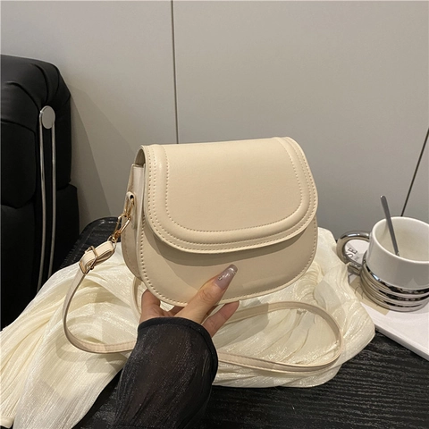 Moda Mujer Cuero PU Bolso Sillín Vintage Color Sólido Pequeño Bolso Bandolera Con Correa Ajustable para Viaje Diario