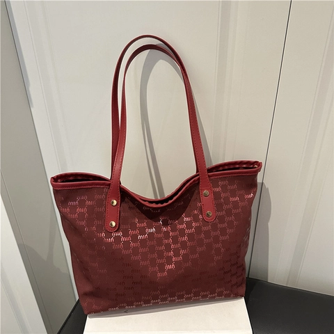 Borsa Tote Donna Grande Capacità Minimalista Urbana Pelle PU Monogramma Borsa a Tracolla Con Borchie Oro Borsa da Pendolare
