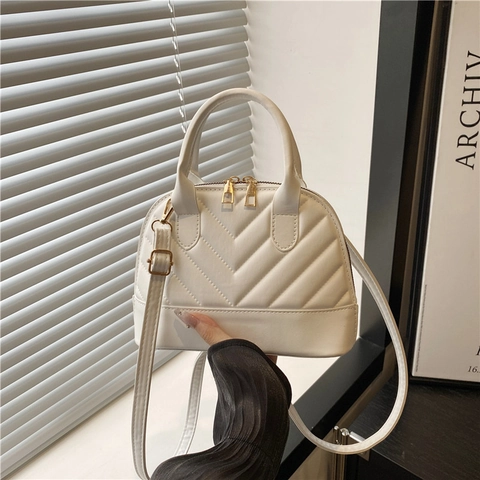 Bolso Concha Acolchado para Mujer Cuero PU Bolso de Mano Bandoulière Con Correa Ajustable Herrajes Dorados Elegante